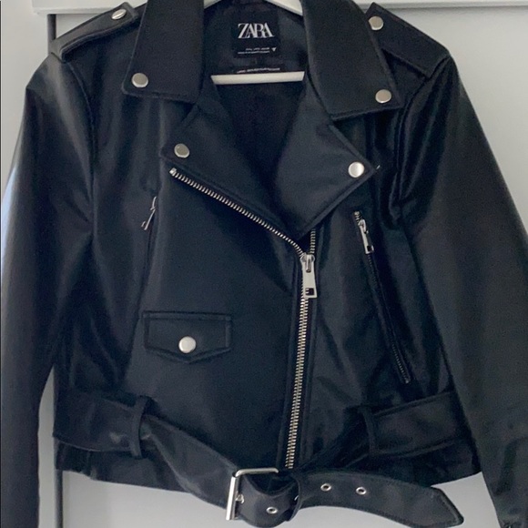 SOLD: Cropped black pleather Zara biker jacket - Picture 4 of 4